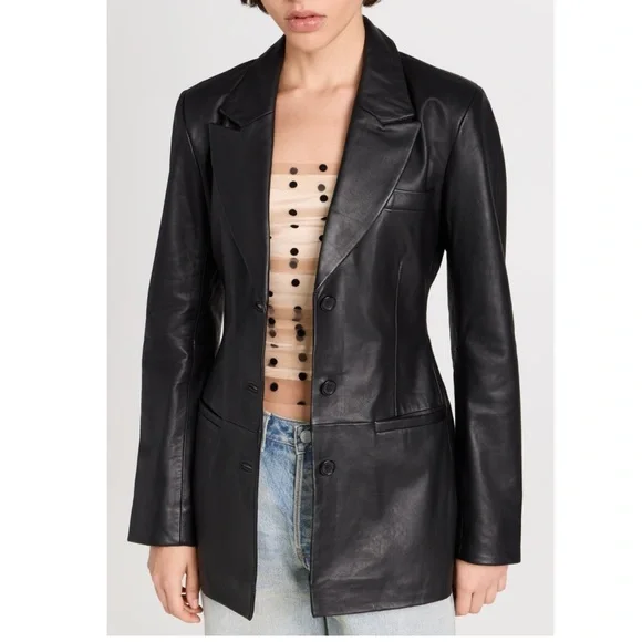 Reformation x Veda Hal Fitted Leather Blazer  NWOT - Picture 3 of 6